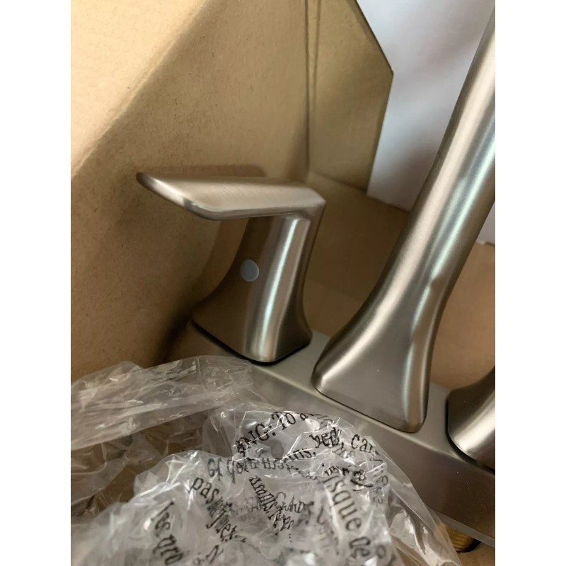 Allen+Roth Brushed Nickel Spot Resist Bathroom Sink Faucet w/Drain