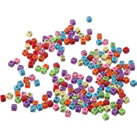 YYlingx 200Pcs Acrylic Cube Beads Symbols Letter Beads Multicolor with Letters for DIY