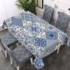 Walmsco Tablecloth Blue Retro Floral Decor For Dining Room Kitchen