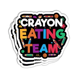HOSALA (3Pcs/Pack) Crayon Eating Team Sticker Funny Sarcastic Sticker Sarcasm Sticker Gift Decoration Graphic Helmet Bumper- 3x4 Inch