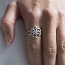 Materia Tree of Life Ring Silver 925 Celtic Ring Tree of Life 5.6 g with Box #SR-69, Silver