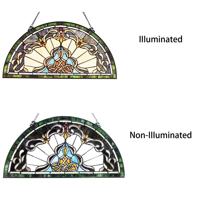 Radiance Goods Tiffany-Style Victorian Stained-Glass Window Panel 12.5" Height