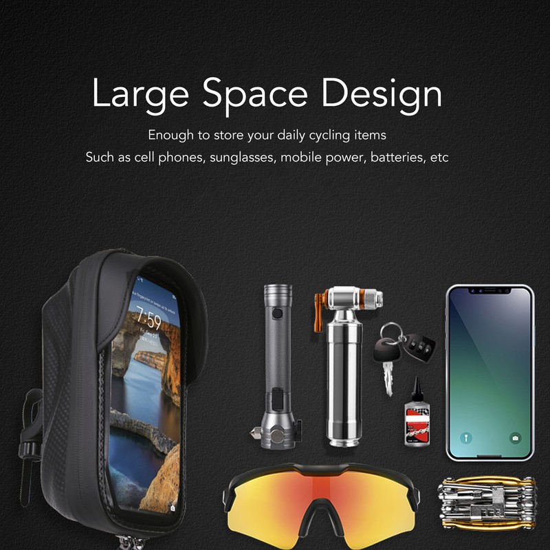 Bike Front Frame Bag Waterproof Shock Absorbing Touch Screen Phone