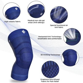 NEENCA Knee Brace, Compressed Knee Support for Men Women with Patella Gel Pads and Side Stabilisers, Medical Knee Pads for Running (Navy Blue, S)