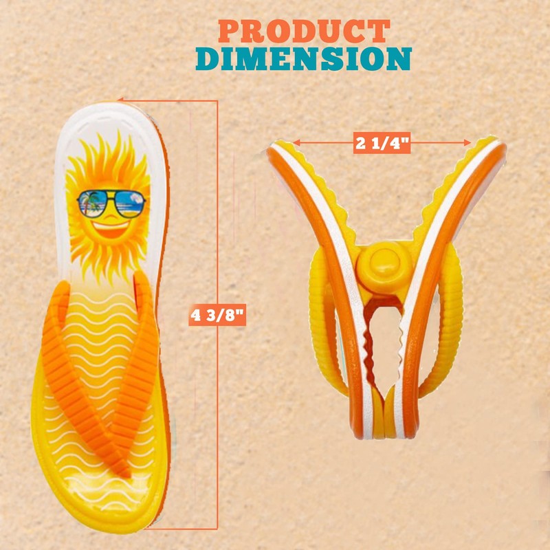 PERFORMORE Flip Flop Beach Towel Clips (Yellow), 2-Pack, Portable Towel