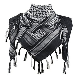 Swift Wear Shemagh Tactical Desert Scarf – 100% Cotton Keffiyeh Arab Head Wrap for Men & Women | Military Army Neck Scarf for Outdoor, Hiking, Survival & Sun Protection (Black & White)