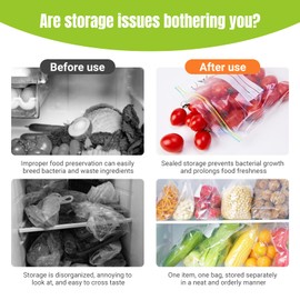 Freezer Bags, 65Pcs Zip Lock Bags Reusable Sandwich Bags BPA-Free Food Ziplock Storage Bags for Fruits,Vegetables,Meat,Grains,Candies