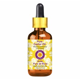 Deve Herbes Pure Castor Oil (Ricinus communis) with Glass Dropper Natural Therapeutic Grade Cold Pressed 30ml (1 oz)