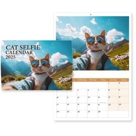 Cat Selfie Wall Calendar 2025 UK 12 Months Animal Calendar 2025 Funny A4 2025 Calendar Month to View Papa Prints