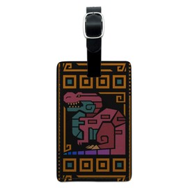 Geometric Tyrannosaurus Rex Dinosaur Rectangle Leather Luggage Card ID Tag