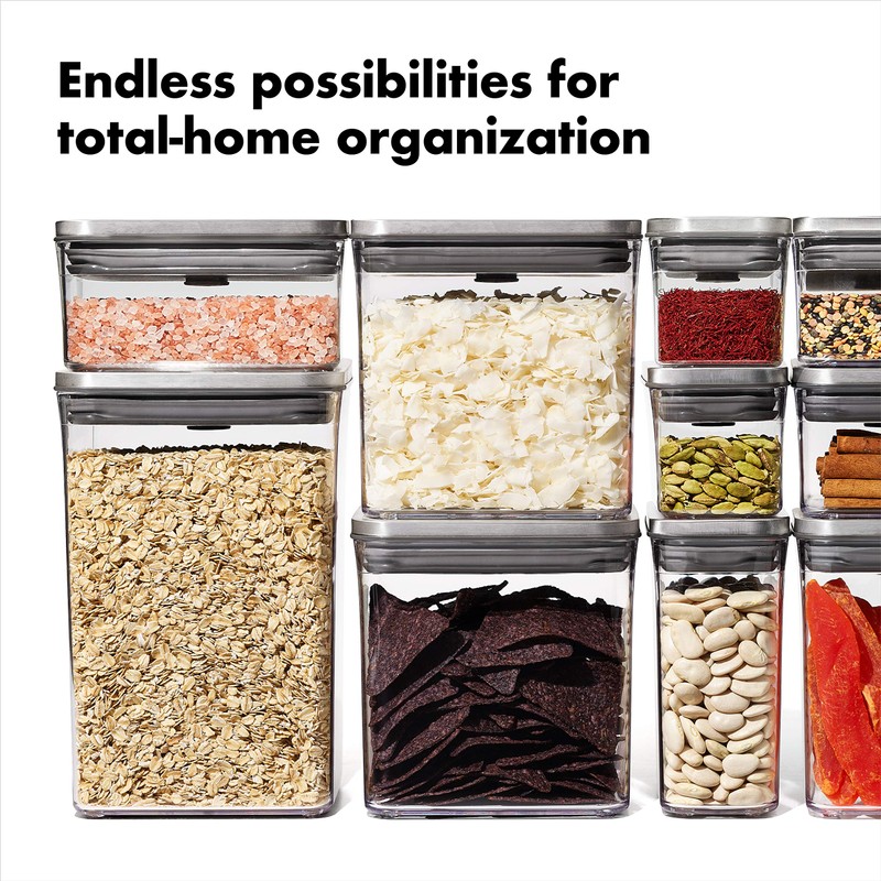 OXO Airtight 0.4L Stainless Steel Pop Container, Small Square, Mini