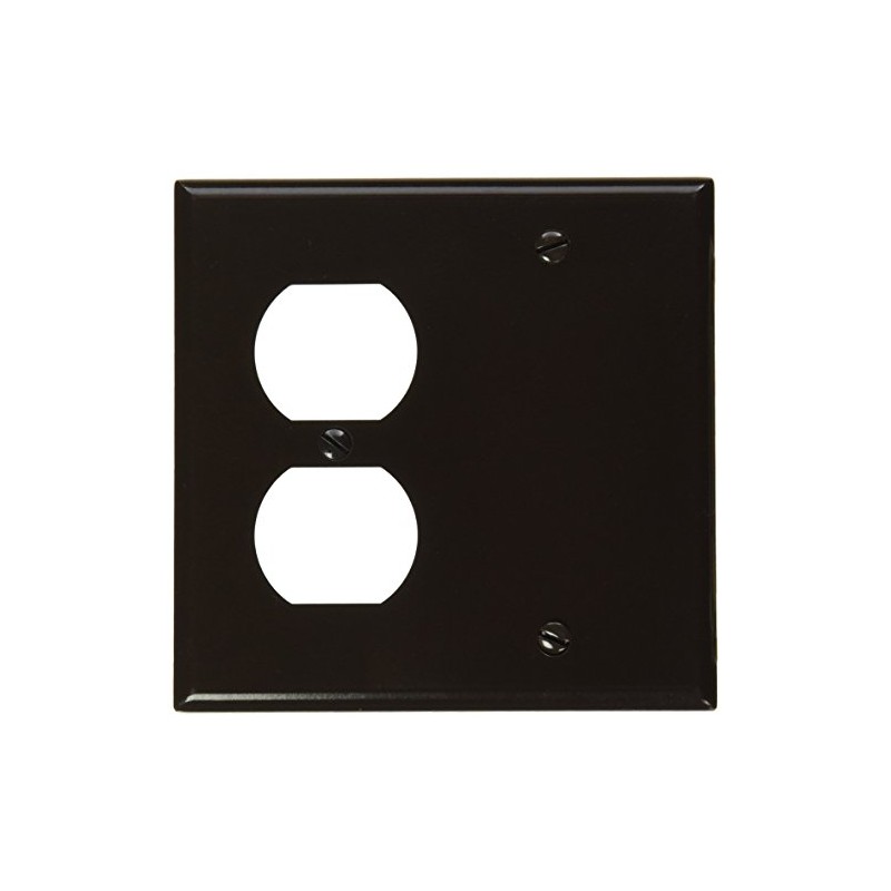 Leviton 2-Gang Wallplate, 1-Blank 1-Duplex Combination, Standard Size, Thermoset, 85008,