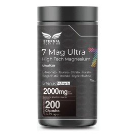 Seven mag ultra 7 tipos de magnesio 200 capsulas 2000mg por porcion con l treonato citrato glicinato de magnesio Eternal Nutrition
