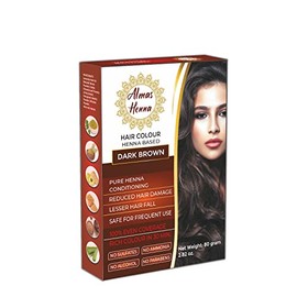 AL HASNAYN ENTERPRISES Almas Henna 80 Gramos 100% Orgánico Color de Cabello Polvo Infundido Con Hierbas, Henna Natural para Cabello Suave Brillante (2.82 Onzas, Marrón Oscuro)
