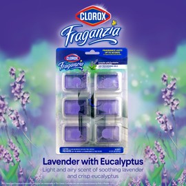 Clorox Fraganzia Adhesive Garbage Can Air Freshener Gel, Lavender with Eucalyptus Scent - No Plug, Stick On Trash Can Deodorizer and Odor Absorber, Gel Air Fresheners for Home and Kitchen, 6 Count