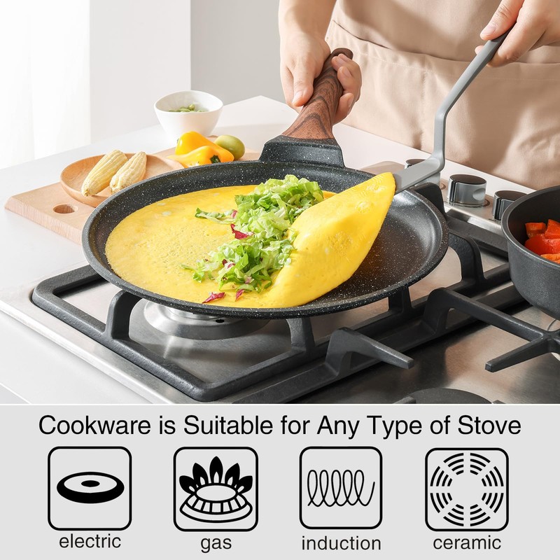 Kordisen Crepe Pan Nonstick, 12 Inch Dosa Pan with Spreader,