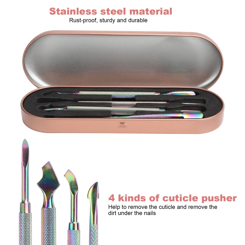 4pcs Stainless Steel Nail Cuticle Pusher Cuticle Trimmer Remover Set