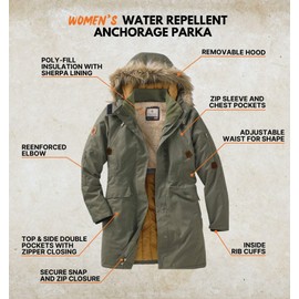 Legendary Whitetails Women's Anchorage Parka, Army, Medium
