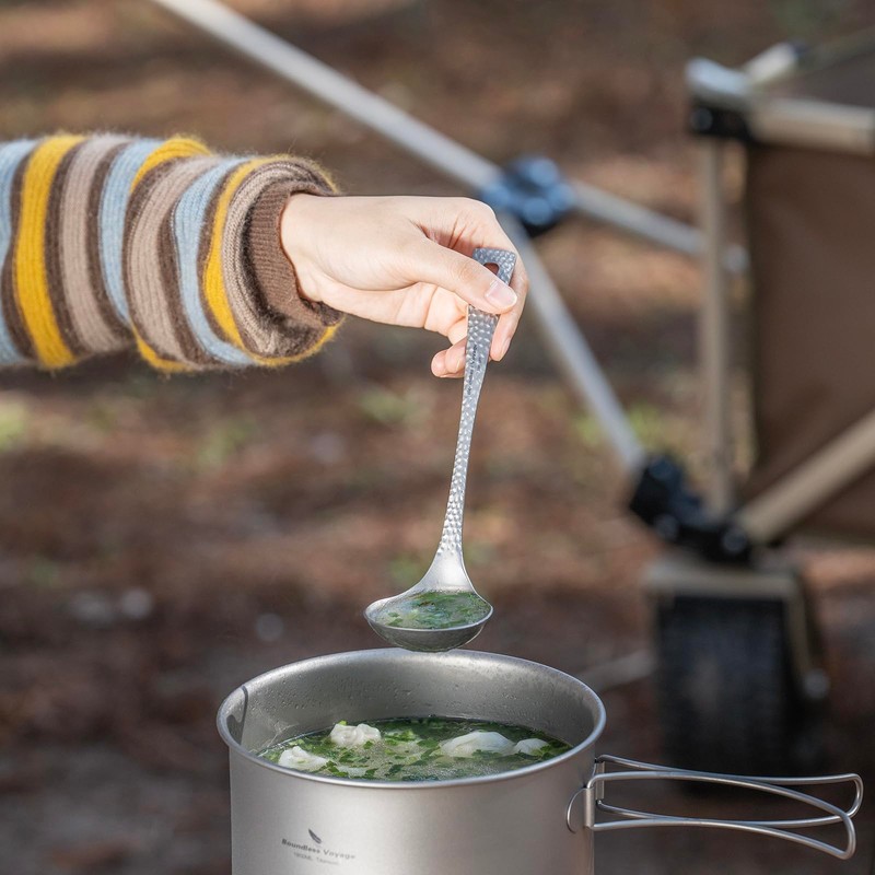 Boundless Voyage Titanium Ladle Deep Soup Spoon, Stirring & Serving