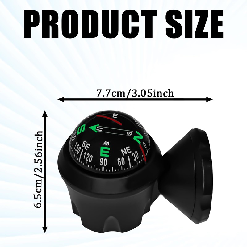KUQUTIDY Car Compass Ball with Bottom Stick, Compass for Car