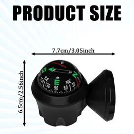 KUQUTIDY Car Compass Ball with Bottom Stick, Compass for Car Dashboard, Adjustible and Night Vision Car Digital Compass Dashboard for Find Direction, Car Dash Accessories for Boat Car Truck SUV