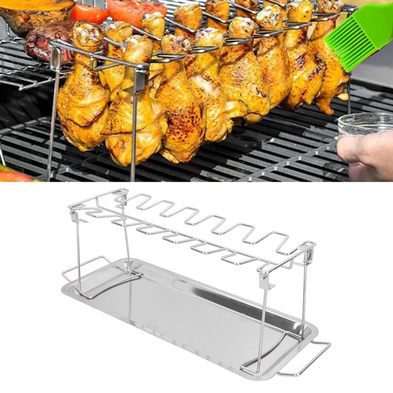 Chicken Wing Leg Rack Stainless Steel Foldable BBQ Rack Portable