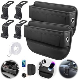 HLWQ 2 Pack Car Seat Gap Filler Organizer Automotive Front Seat Storage and Storage Box Universal Fit Auto Console Side Storage Box SUV Truck Organizer for Holding Phone,Sunglasses,Wallets,Keys
