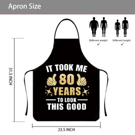 Funny Birthday Gifts, Waterproof Apron for Men Women Kitchen Chef Cooking BBQ Aprons, Birthday Father’s Mother's Day Grilling Gifts (80th)