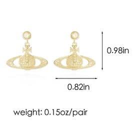 ZHOUMEIWENSP 1Pair Zircon Saturn Planet Earrings Aesthetic Cubic Saturn Planet Stud NANA Earring Jewelry for Women Gift (Gold)