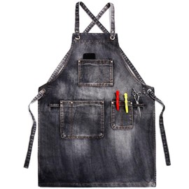 LE CIEL BLEU Apron Denim Apron Denim Apron Unisex Outdoor DIY BBQ Gardening Camping Cafe, Black