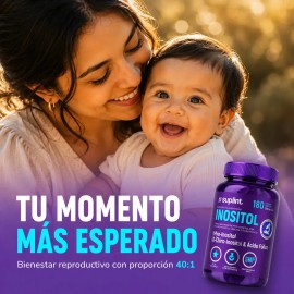 Inositol Myo Chiro Ácido Fólico Suplemento Vegano Equilibrio Hormonal Ciclo Femenino Bienestar Alta Absorción 180 Cápsulas Sabor