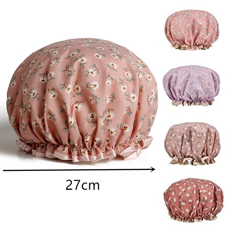 4 Pcs Shower Caps Reusable Shower Caps Double Waterproof Shower
