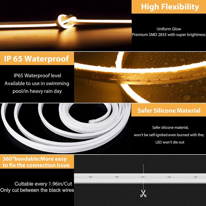 Lamomo LED Strip Lights, Tunable White Neon Rope Lights with