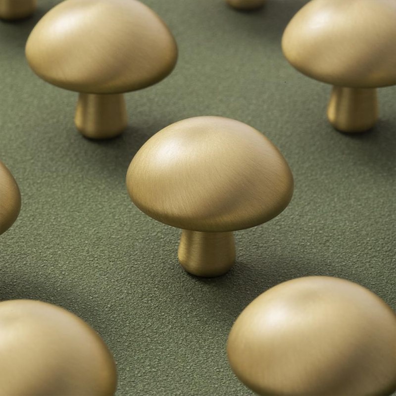 Flybath 5 Pack Mushroom Cupboard Door Knobs Cabinet Solid Brass