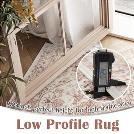 jinchan Area Rug 5x7 Medallion Floral Washable Rug Accent Floor Cover Non Slip Living Room Vintage Mat Retro Thin Soft Carpet for Bedroom Dining Room Kitchen Distressed Terracotta