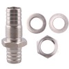 DERPIPE Stainless Steel 5/8" Hose Barb, Barbed Thru-Bulk Head, Hex