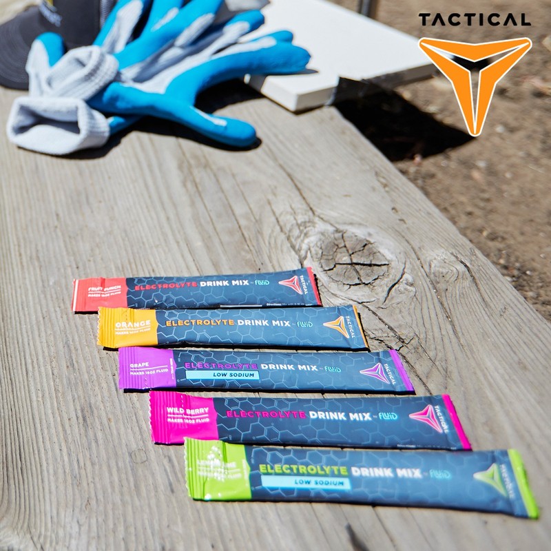 Fluid Tactical - Electrolyte Powder Packets, Accelerate Re-Hydration, Low Sugar,
