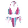 seamoly Conjunto de bikini triangular fruncido con lazo lateral floral,