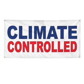 Vinyl Banner Multiple Sizes Climate Controlled Blue Red Industrial & Craft Outdoor Weatherproof Industrial Yard Signs 4 Grommets 16x40Inches