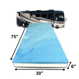 FoamRush 6" x 30" x 75" Bunk RV Mattress Travel Camper - 6" x 30" x 75" Gel