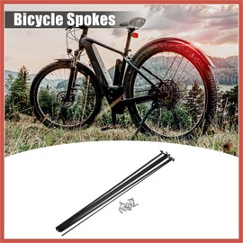 ACROPIX 12 Pcs 14G J Bend 293mm x 2mm Bike Bicycle Spokes with Nipples Steel Black Car Parts