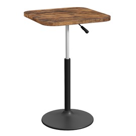 MAHANCRIS Bar Table, Height-Adjustable Pub Table 26.8-36.2 Inches, Cocktail Tables with Base, Counter Height Table for Small Space, Easy to Assemble, Rustic Brown and Black BTHR5501