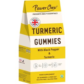 Power Chew Turmeric Gummies with Black Pepper & Turmeric for Women & Men | Help Immune Boost, Digestive Health, Support Join Pain | 60 Vegan Gummies Chewable | Food Supplement for Adults
