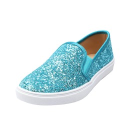 FEVERSOLE Mocasines planos informales para mujer, Turquesa(Turquoise Glitter), 8 US