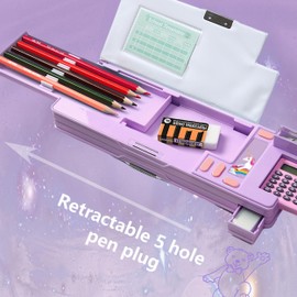 Pop Up Multifunction Pencil Case, Cute Cartoon Pen Box Organizer Stationery with Calculators, Sharpener, Schedule, School Supplies, Best Birthday Gifts for Kids