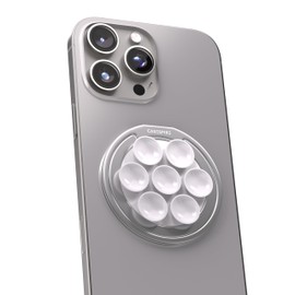 Casespire Suction Grip & Stand, 3-in-1 Magnetic Phone Mount for MagSafe Cases and for iPhones, Strong Suction, Aluminum Ring Grip Stand, Removable for Wireless Charging (Silver)