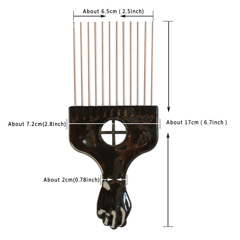 Pack of 3 Metal Hair Pick Combs Afro Pick Comb