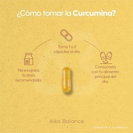 Curcumina estandarizada al 95%, con extracto de pimienta, anti inflamatorio natural - Alka Balance - 60 cápsulas vegetarianas.