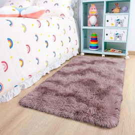 Oxford Homeware Rugs Living Room 60x110 cm – Tie-Dye Pink Lilac Area Rugs for Bedroom Anti Slip – Modern Super Soft Plush Carpets Fluffy Shaggy Rug for Lounge – Non Shedding Kids Bedside Rug