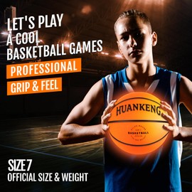 HuanKeng Upgrade Rechargeable Glow in The Dark Ball Toys Birthday Gifts for 6 7 8 9 10 11 12 13 14 15 Year Old Boys, Sports and Outdoors Light Up Ball Games for Teen, Kids Boys Toy Stuff Ages 6-15